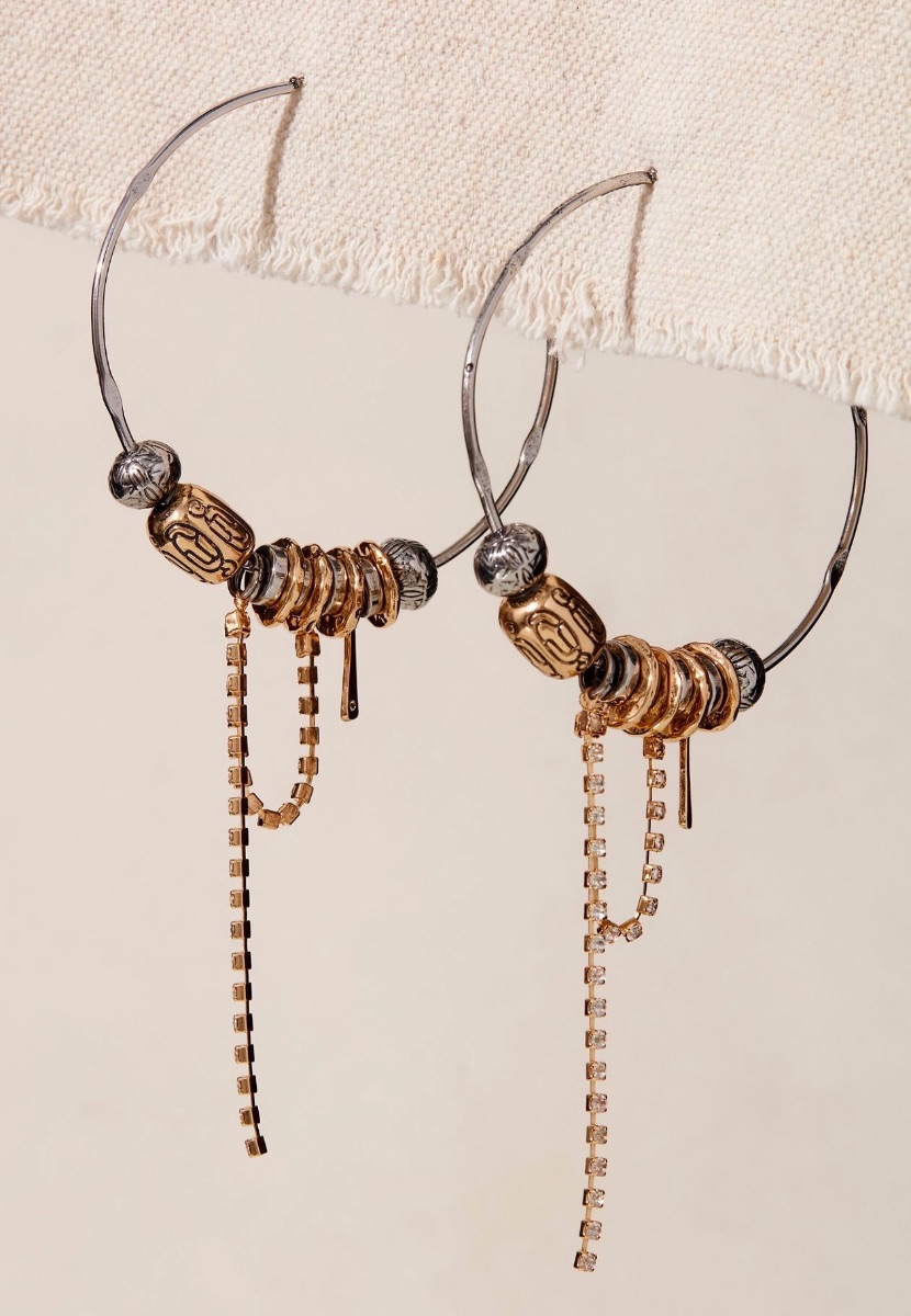 Free People Mixed Metals Big Hoops - New photo 2