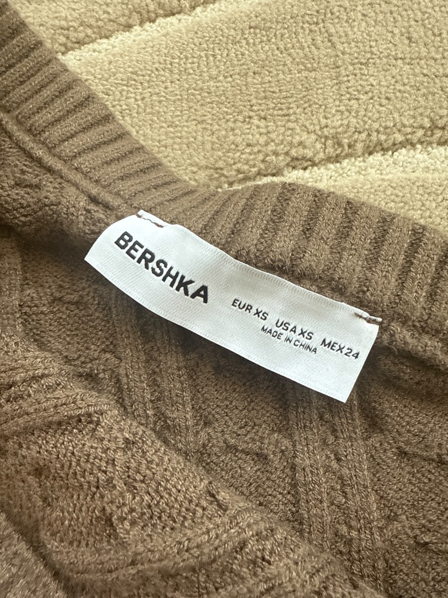 Bershka Knitted off the shoulder brown dress photo 2