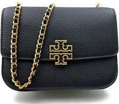 Tory Burch Britten Small Adjustable Shoulder Bag (Black Pebbled Leather)