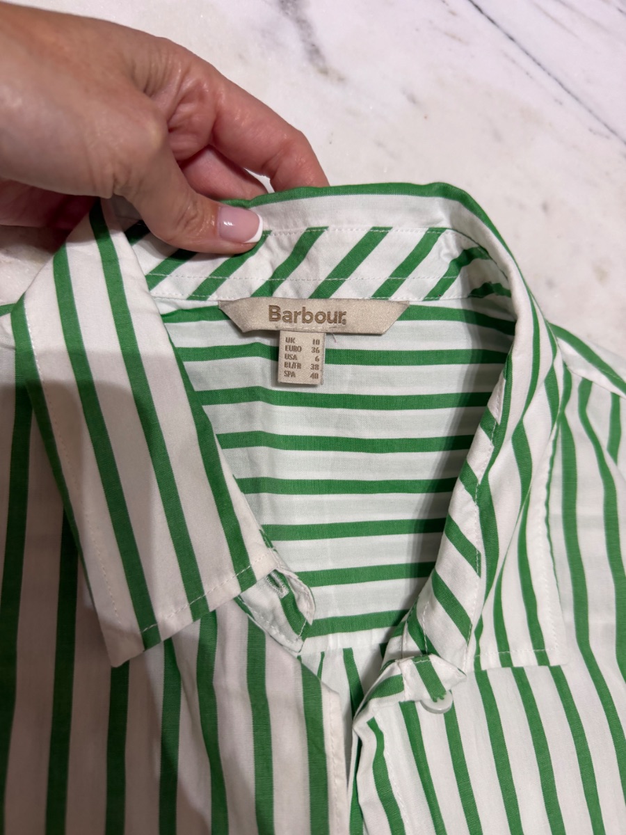 Barbour ladies green & white blouse photo 3