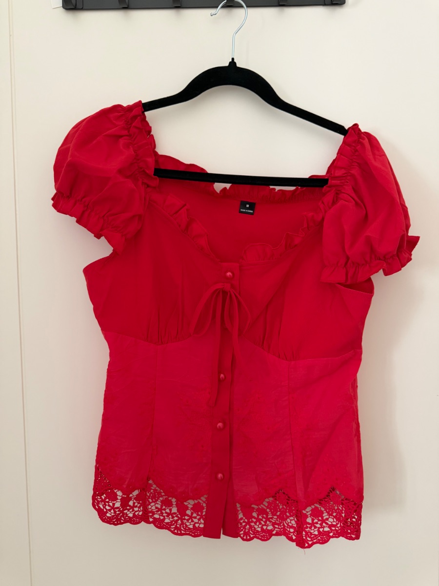 Shein Red Lace Corset Top photo 2