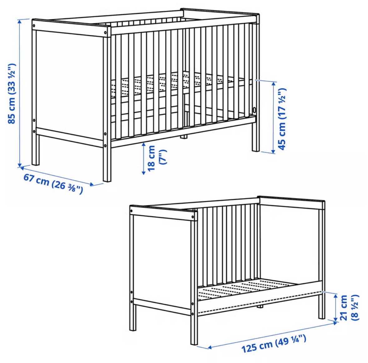 IKEA cot and mattress photo 3