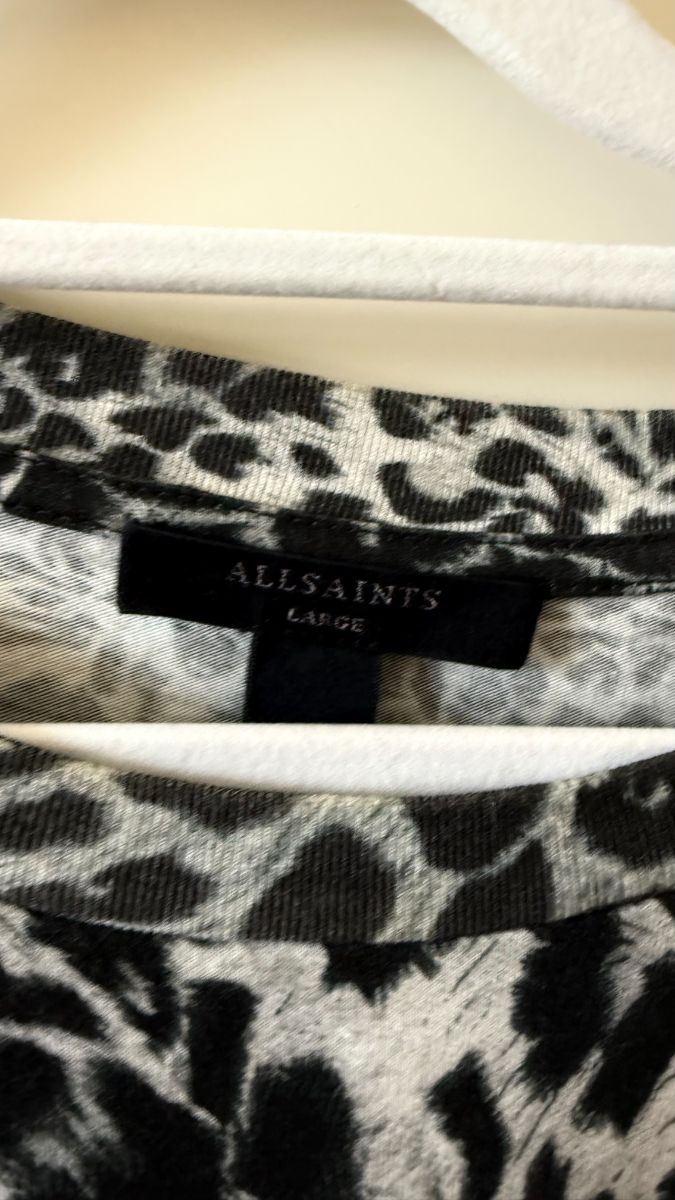 AllSaints All Saints Blk Grey Leopard Print Sleeveless Tshirt Dress Large photo 3