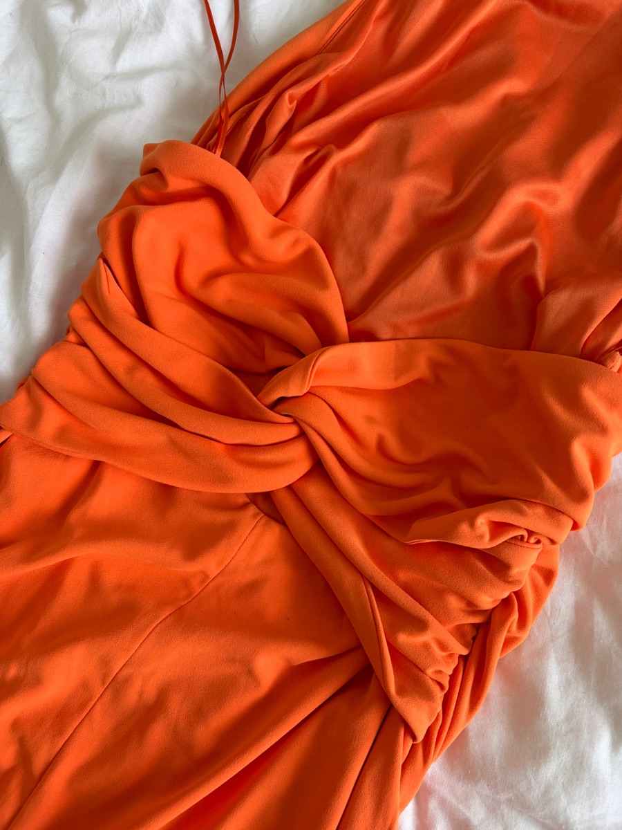 Zara Orange halter neck midi dress photo 3