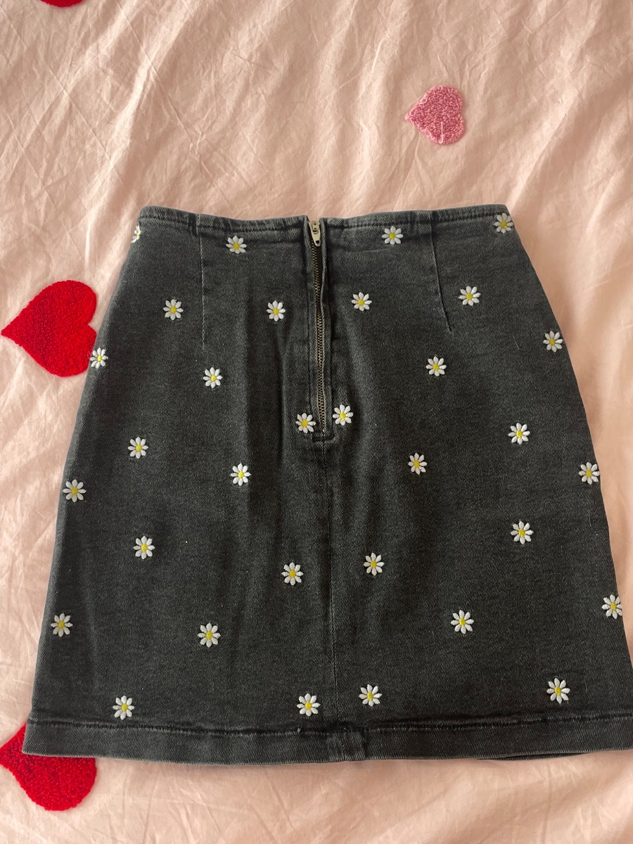Stradivarius black denim mini skirt photo 3