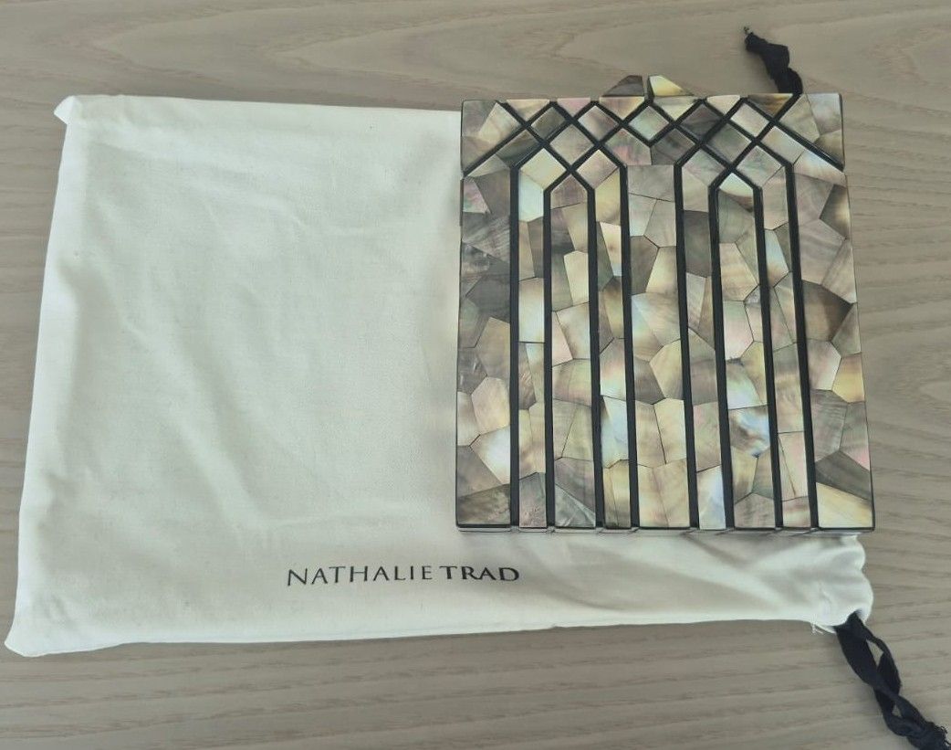 Nathalie Trad Mother of Peral Geometric Box Clutch