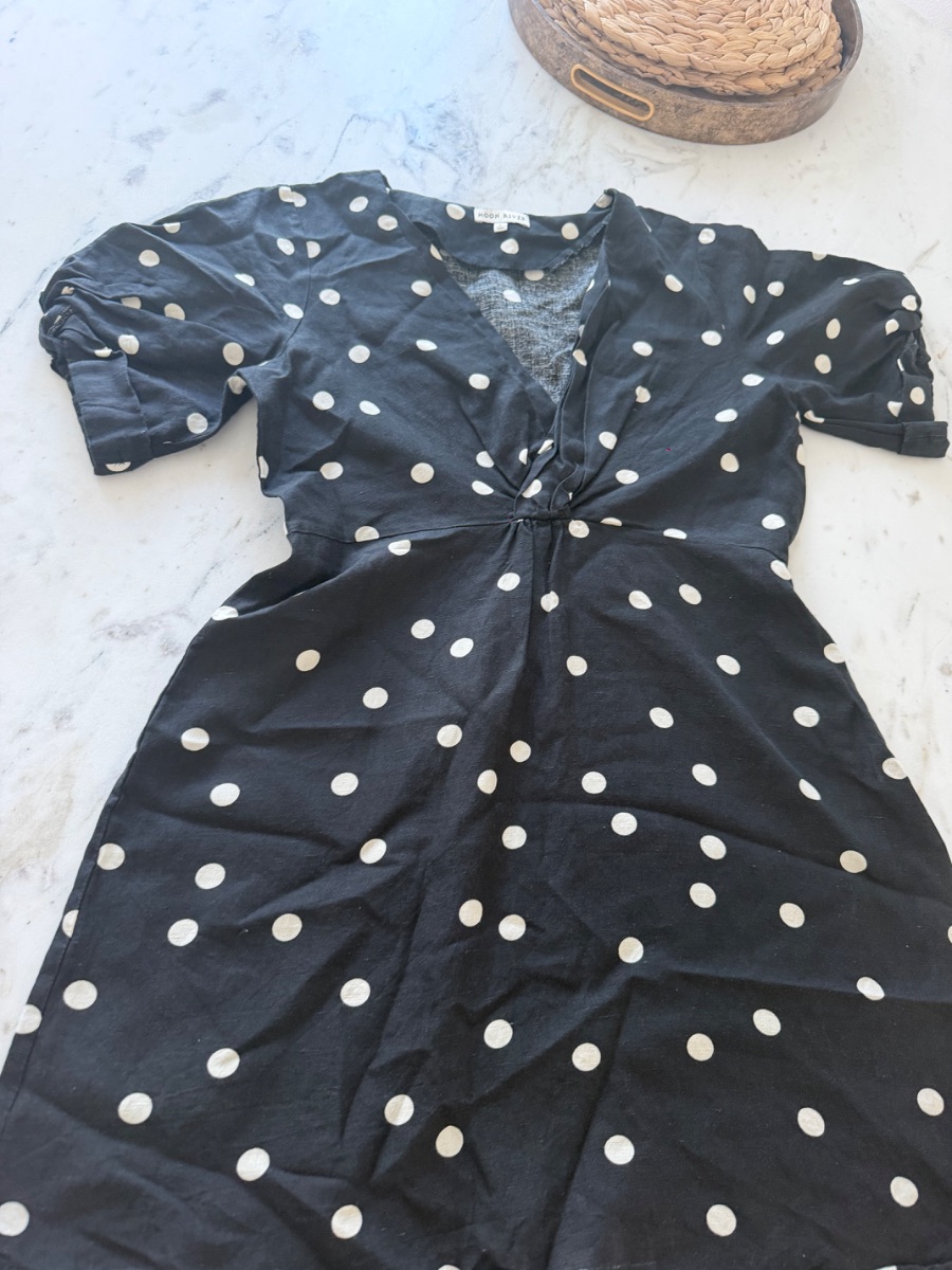 Moon river polka dot linen dress