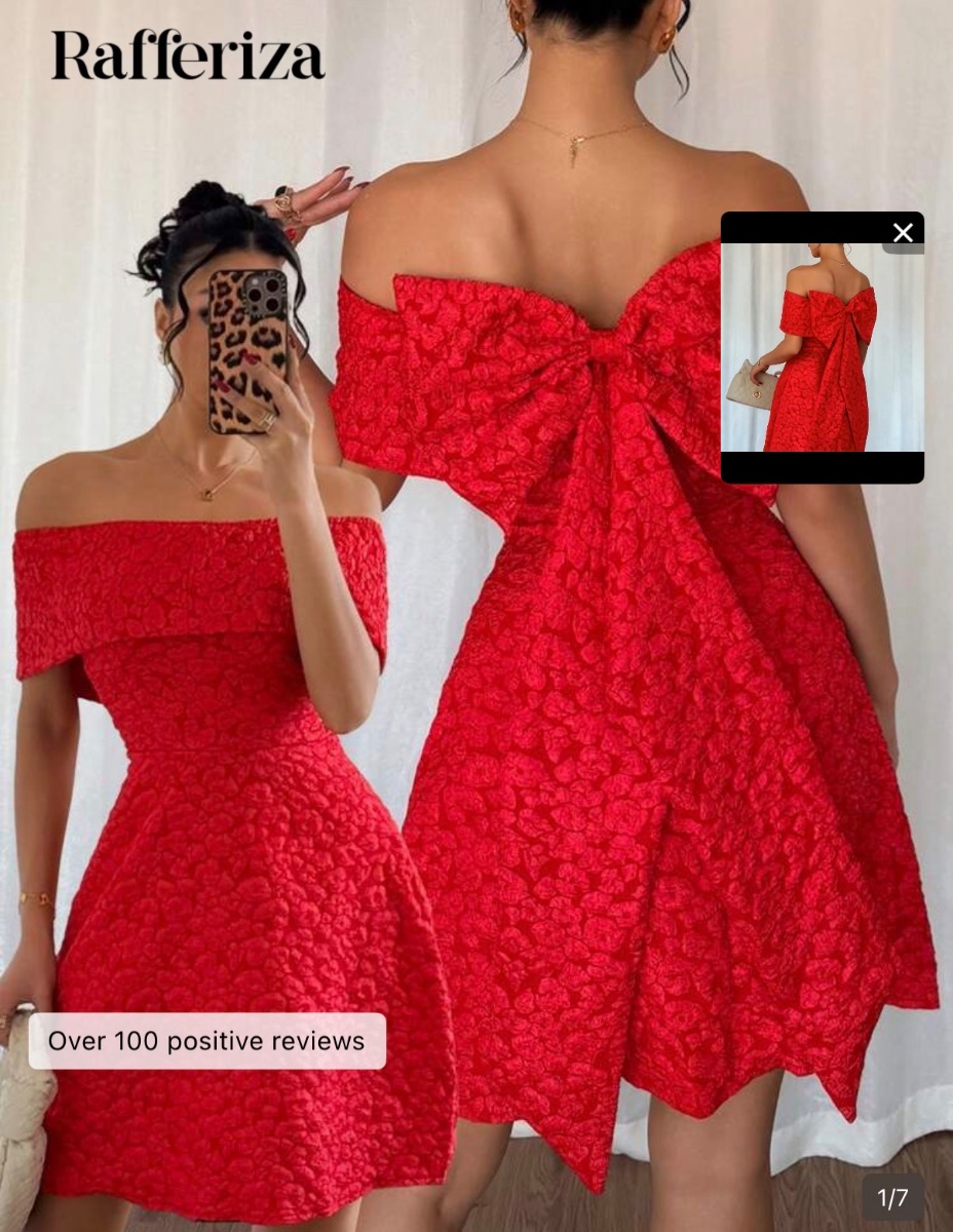 Shein Red mini dress bow size large