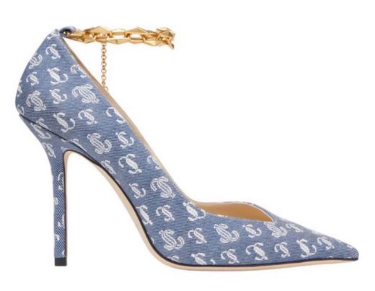 Jimmy Choo Diamond Talura 100 Pumps in JC Monogram Denim photo 2