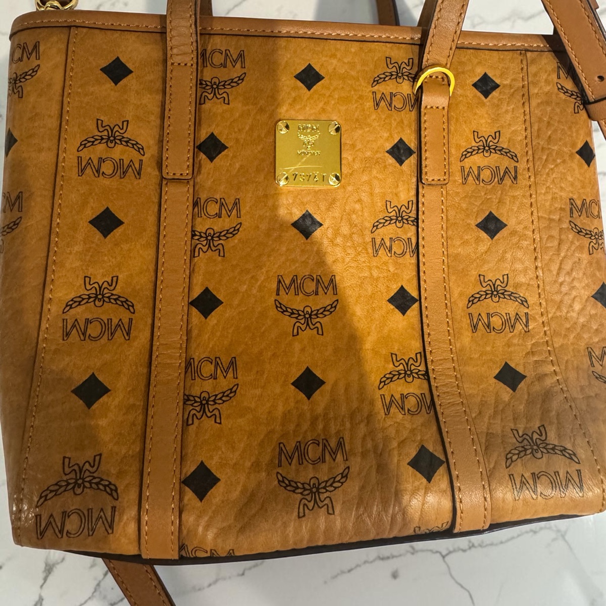 MCM Visetos Cognac Tote Bag | Medium Size | Excellent Condition photo 3