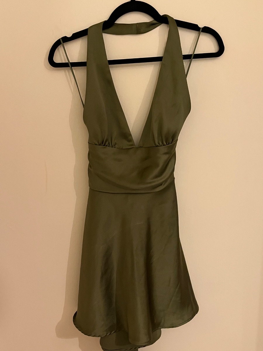 Green Zara Halter Silk Dress