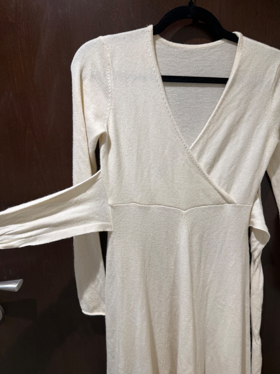 Cream long sleeve wrap dress S photo 2