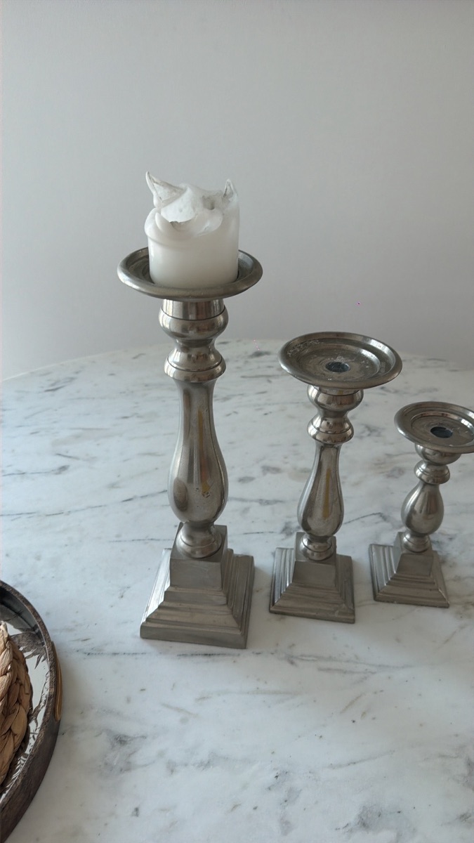 Silver candle stick holders photo 2