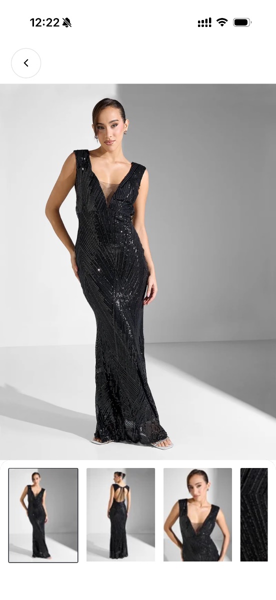 Black sequin evening gown - M