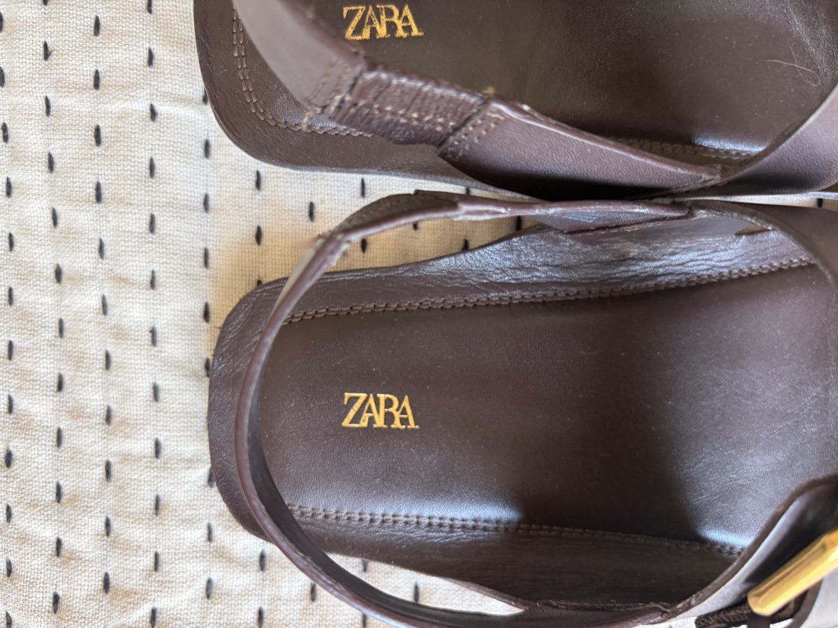 Brown Leather Zara Flats - Sz 38 photo 2