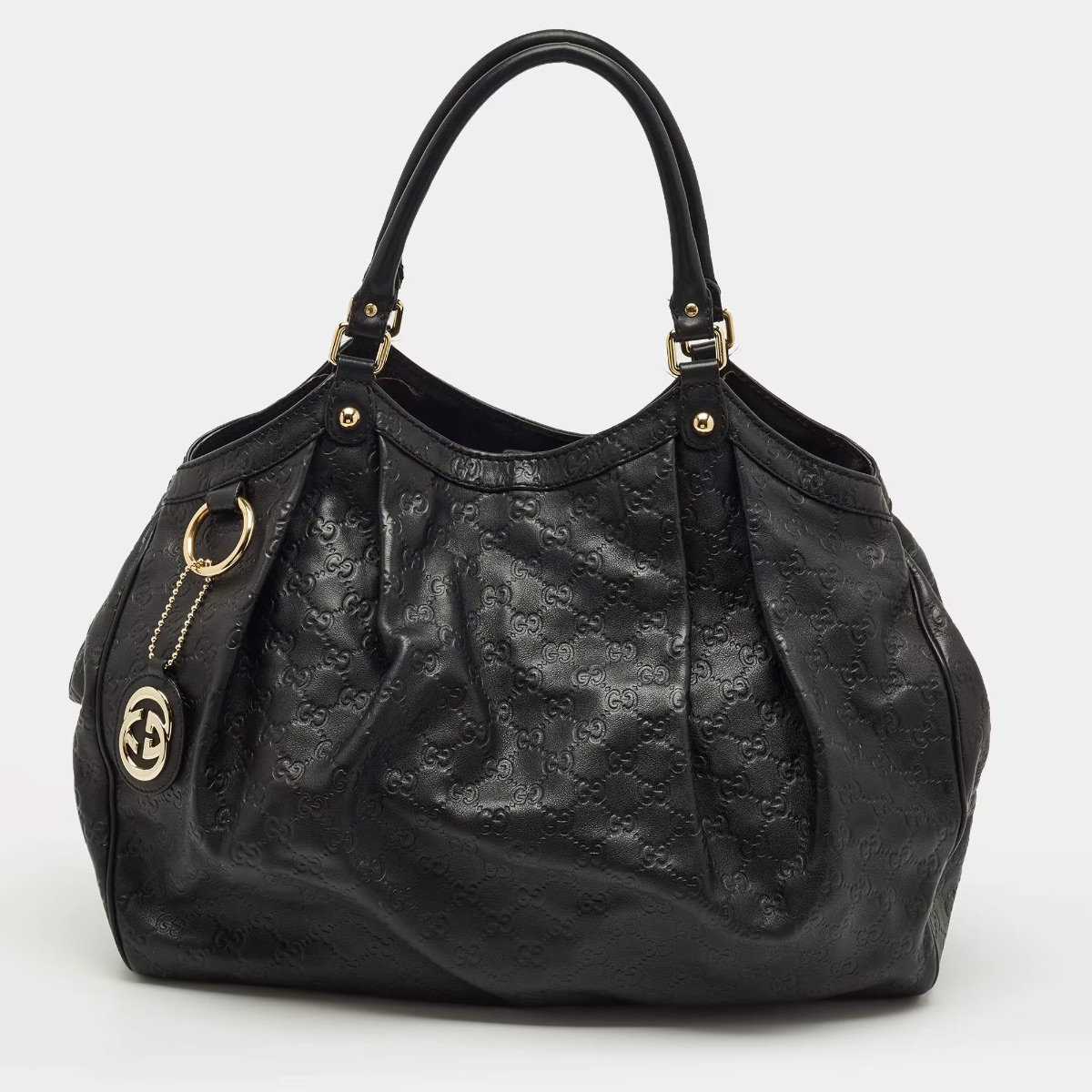 Gucci Black Guccissima Leather Sukey Tote