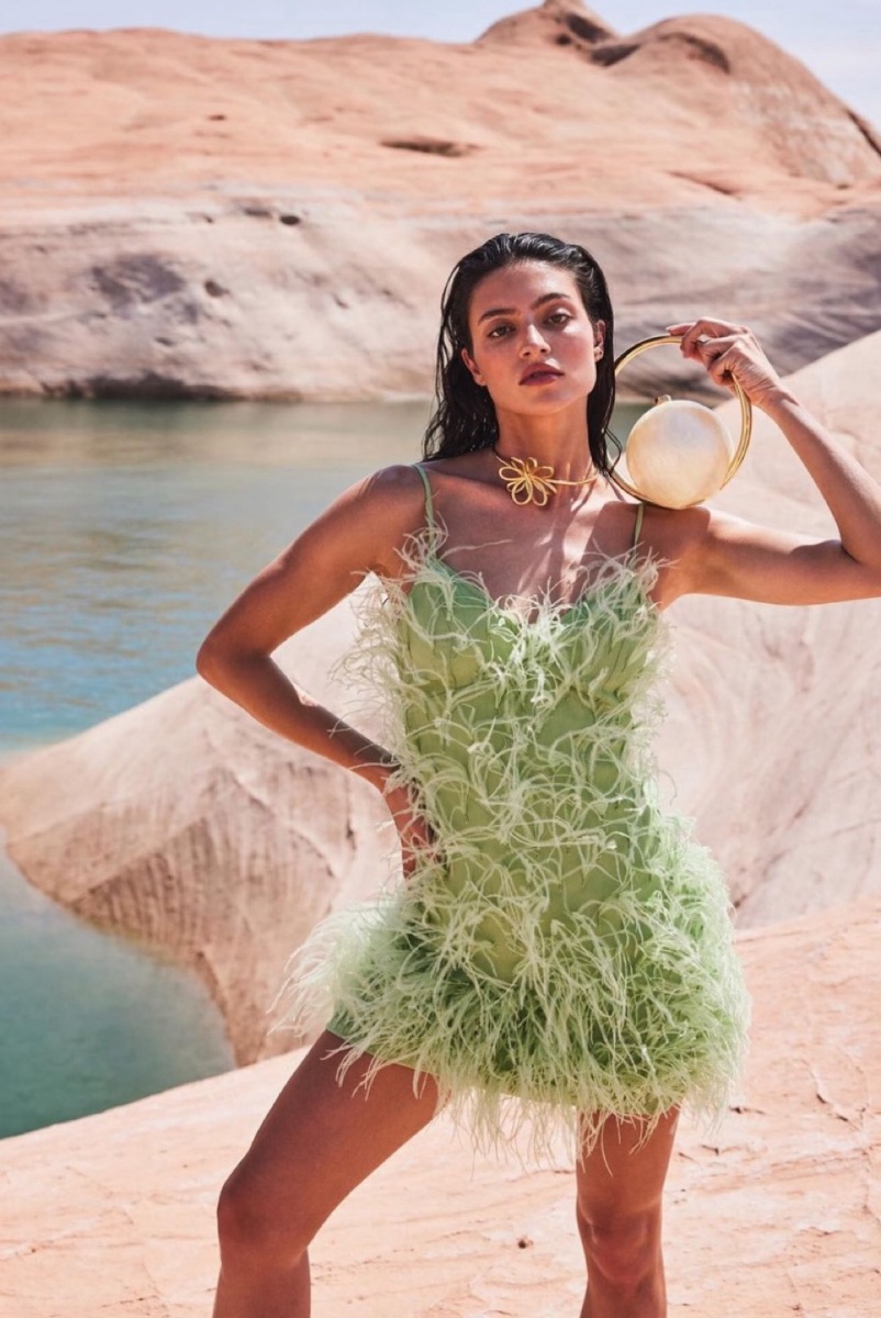 Cult Gaia Zariah Feather Mini Dress in Aloe – Size S photo 2