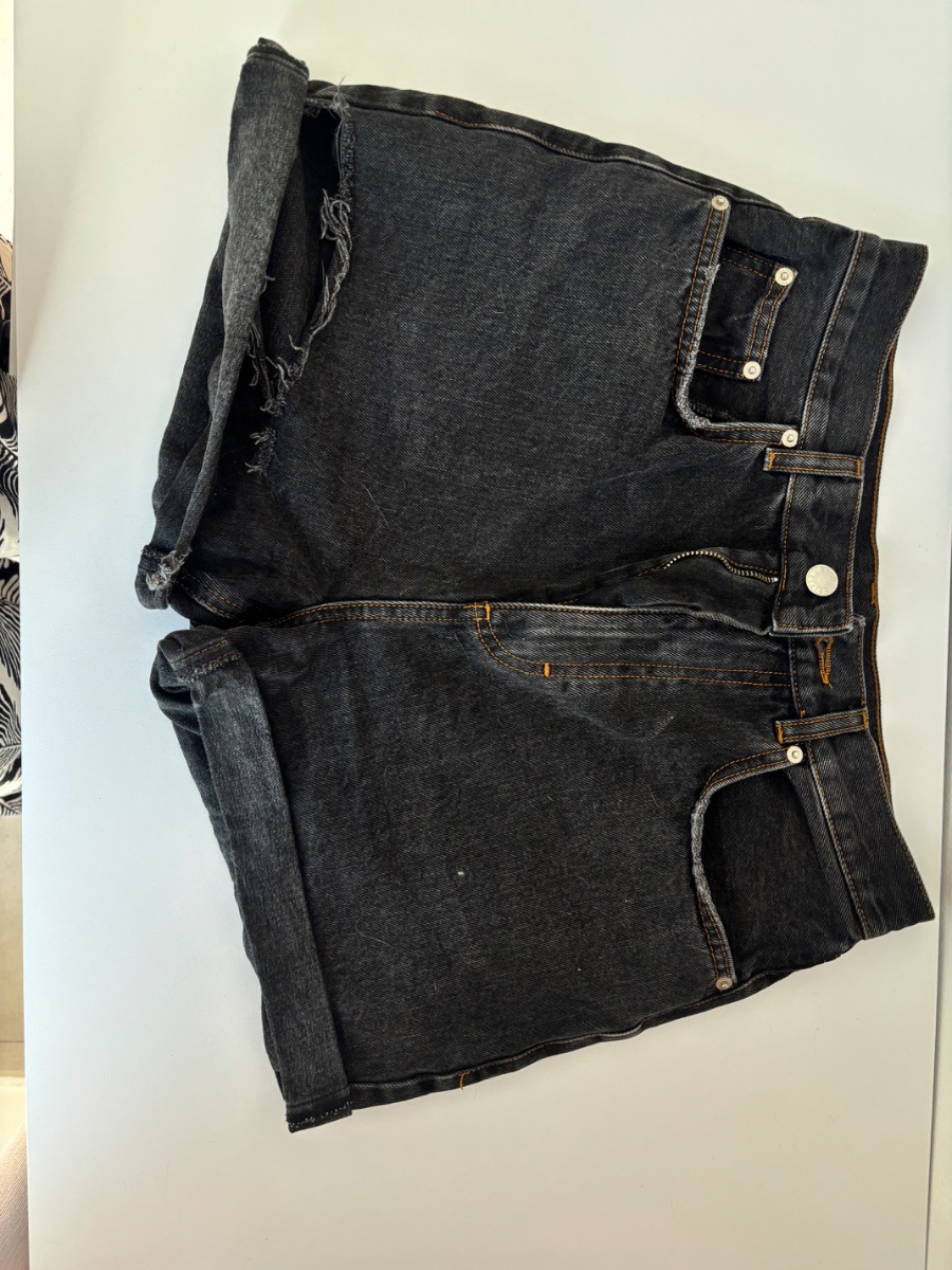 ASOS Black Denim Distressed Shorts