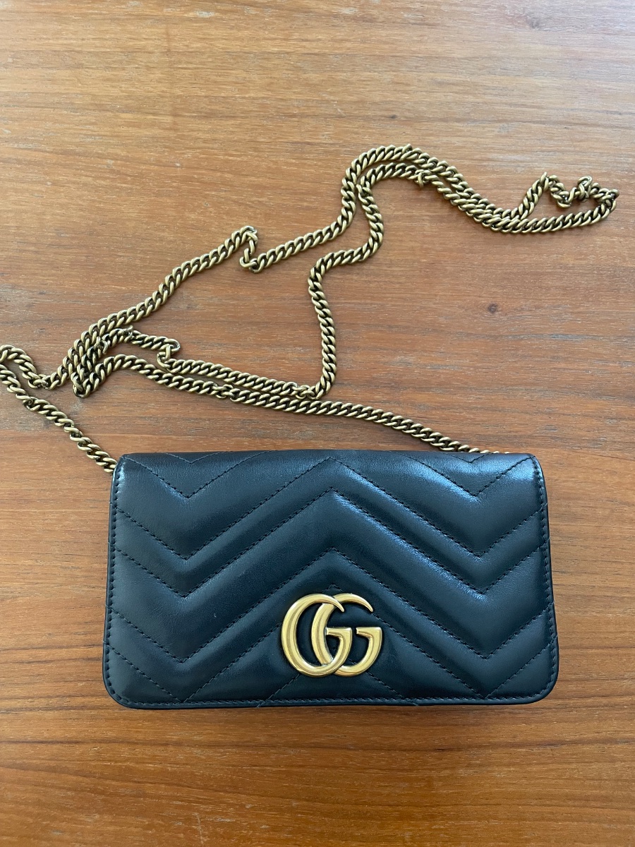 Gucci Black Leather GG Marmont
