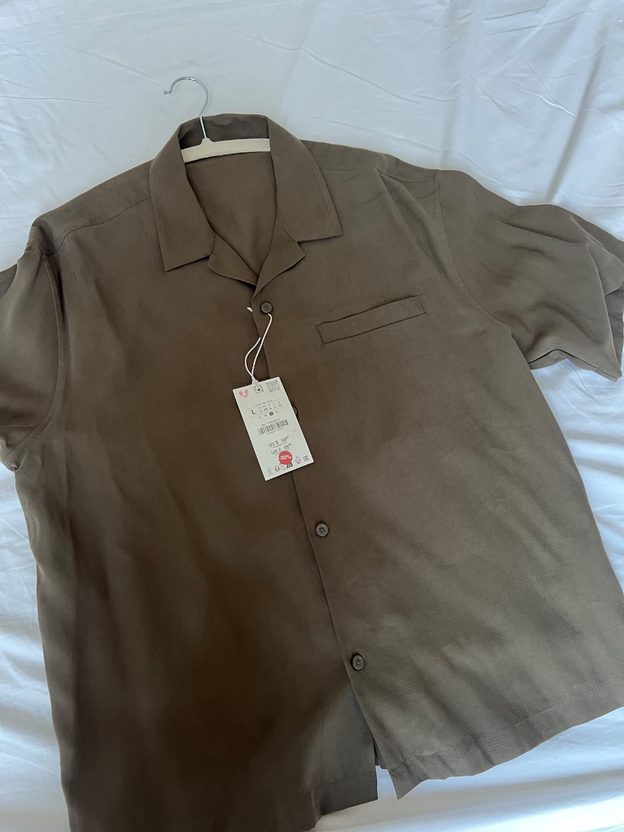 Zara Men’s Short Sleeve Shirt – Brown – Size L – New With Tags photo 3