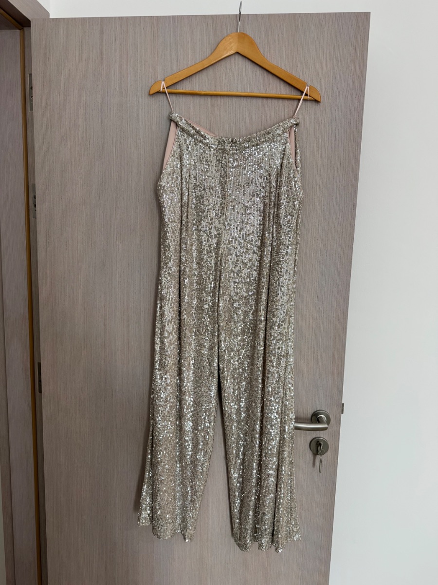 Topshop Wide leg sequin trousers