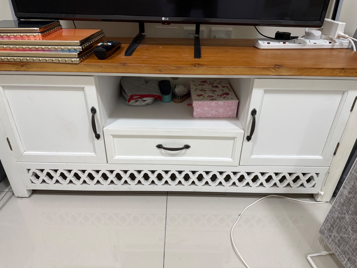 Tv Table white wooden photo 3