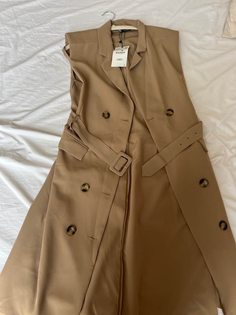Zara Camel Sleeveless Trench Dress – New With Tags photo 2