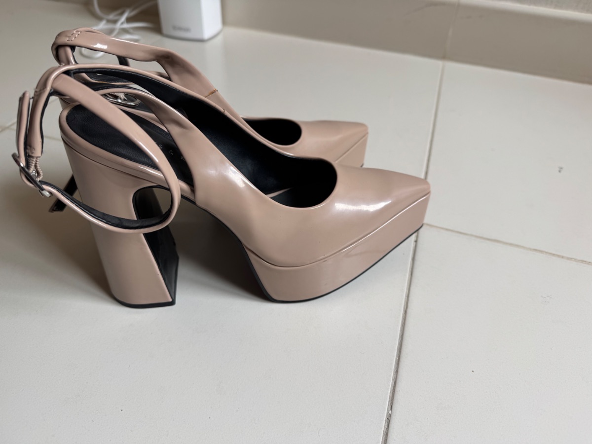 Charles & Keith Nude Pointed Slingback Heels photo 3