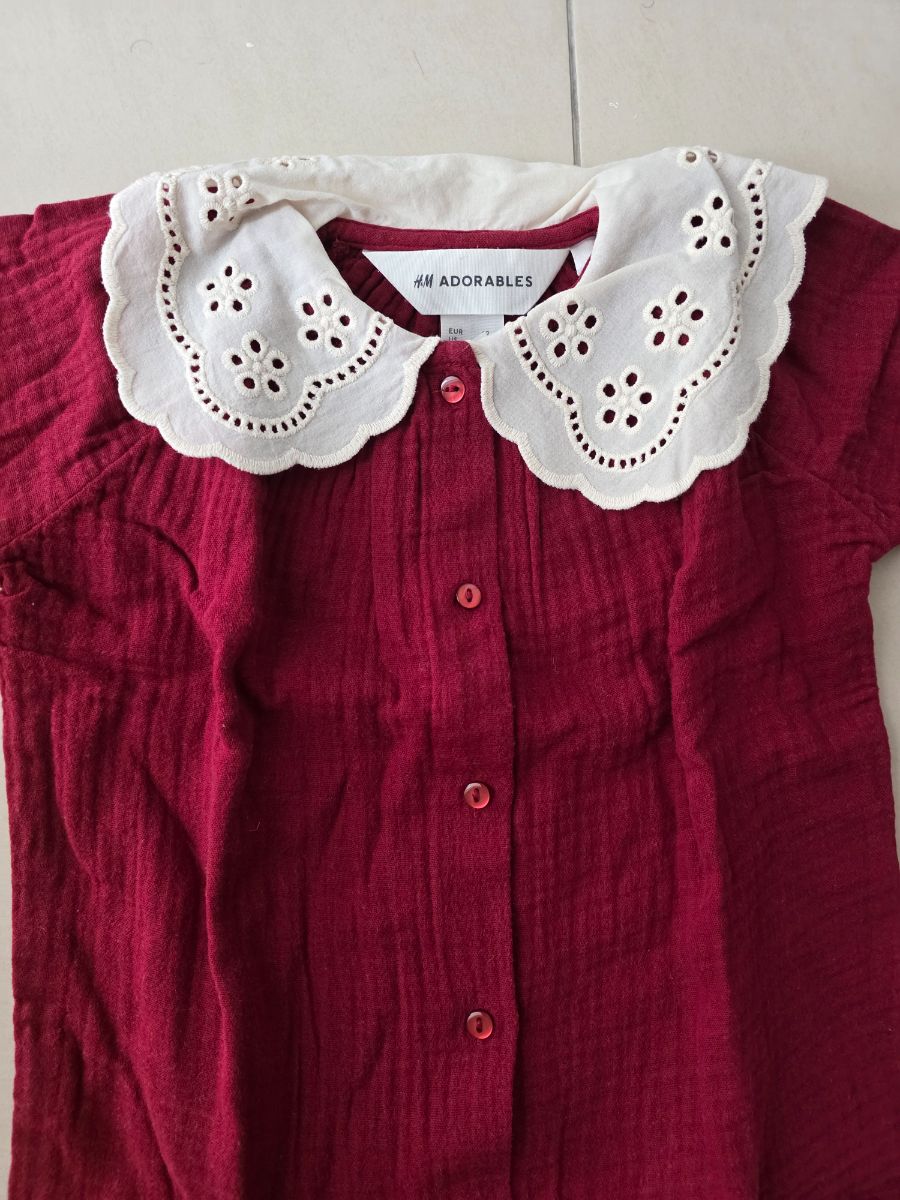 H&M Adorables Muslin Romper. Red photo 2