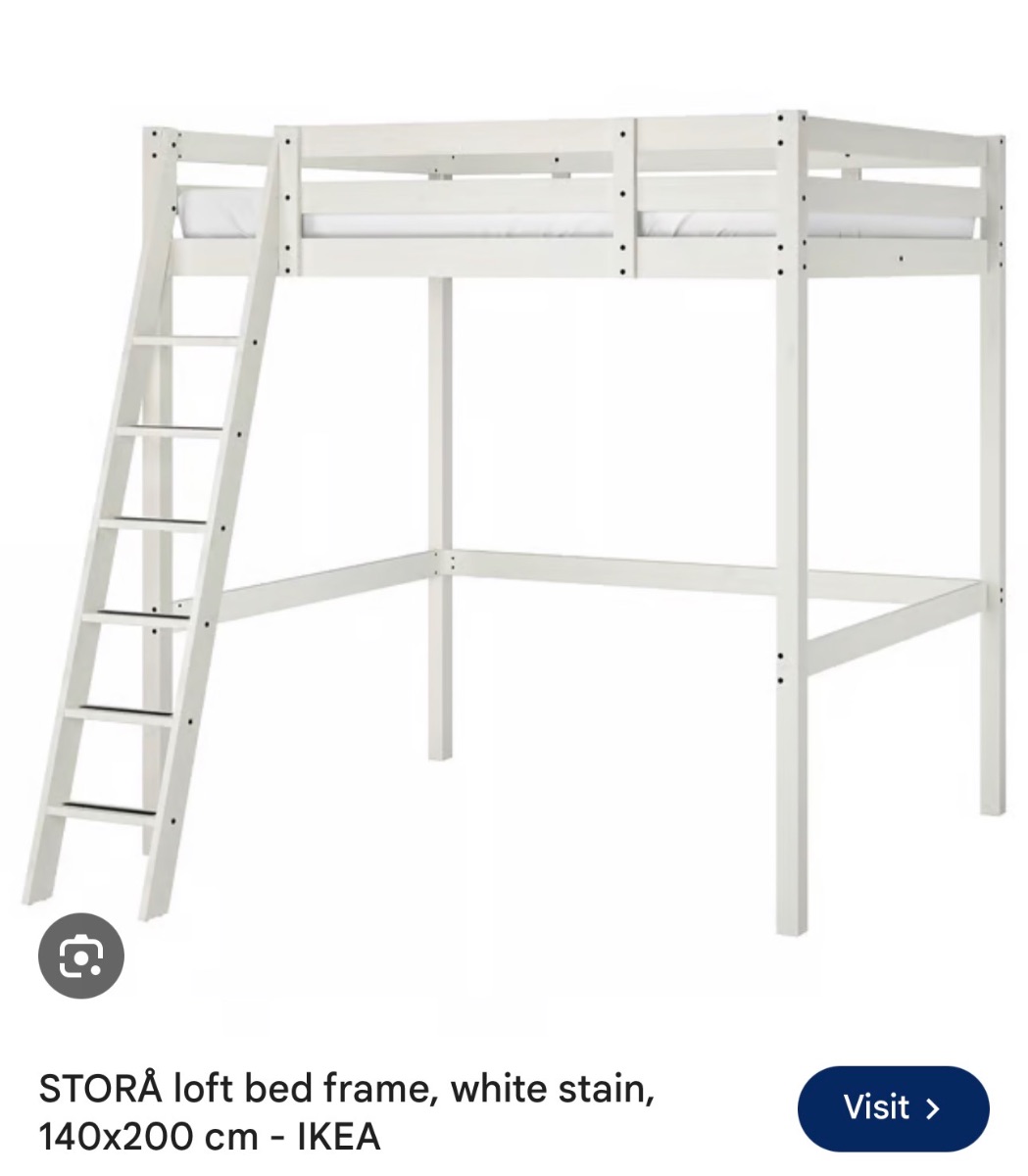 Ikea loft bed frame with mattress