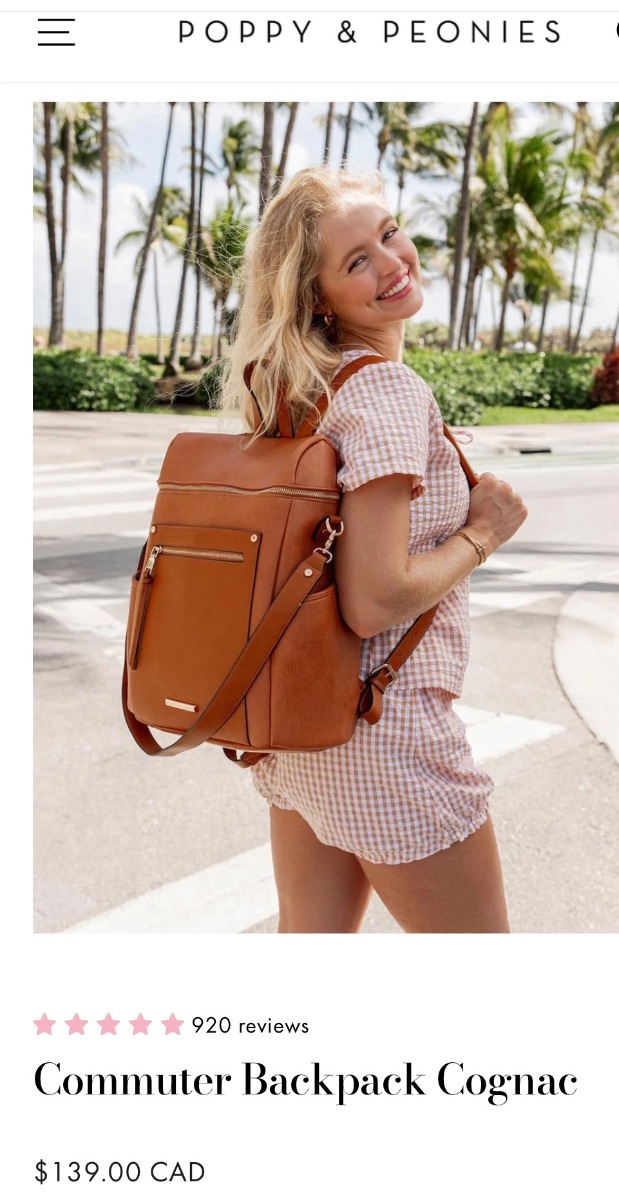 Poppy And Peonies Stain proof vegan leather bag