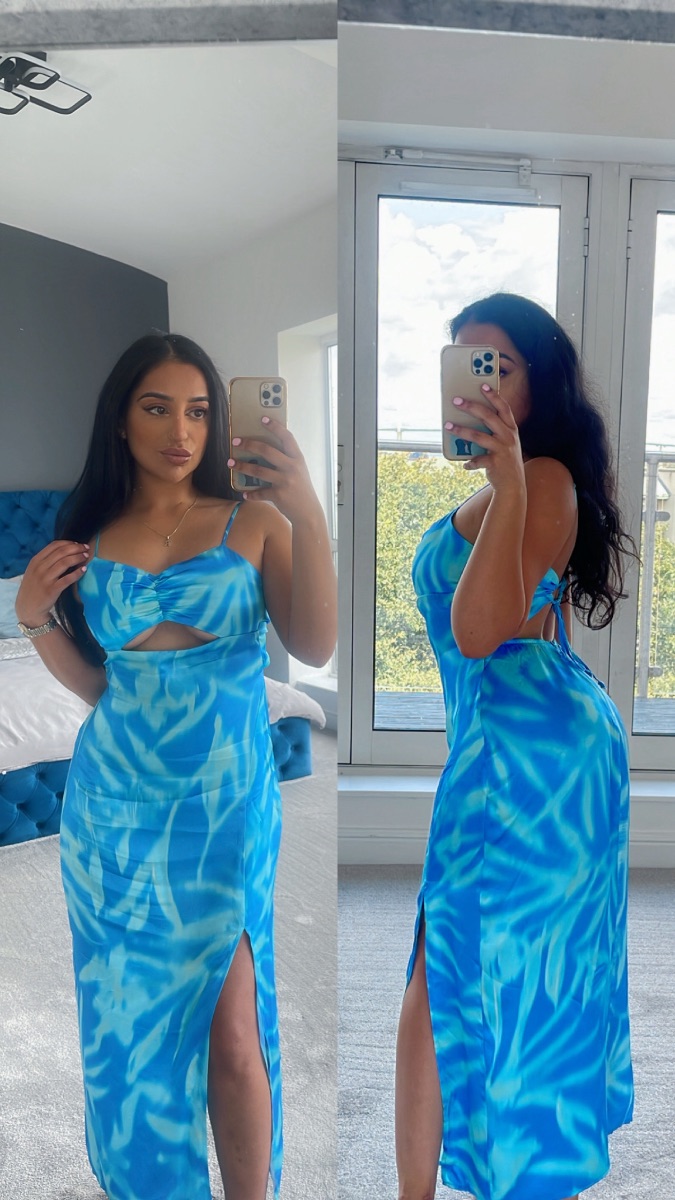 Bershka Blue Cut Out Dress