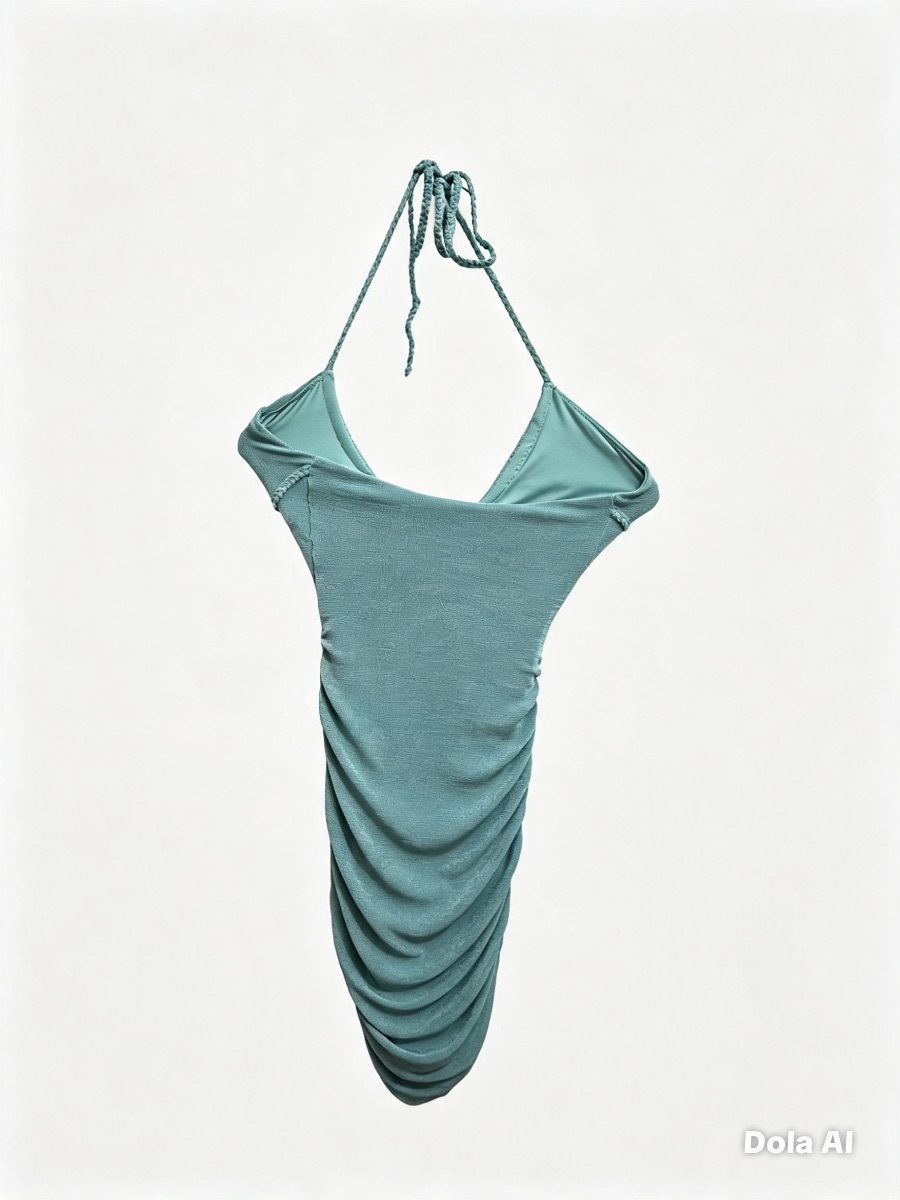 Oh Polly Teal Ruched Mini Dress photo 2