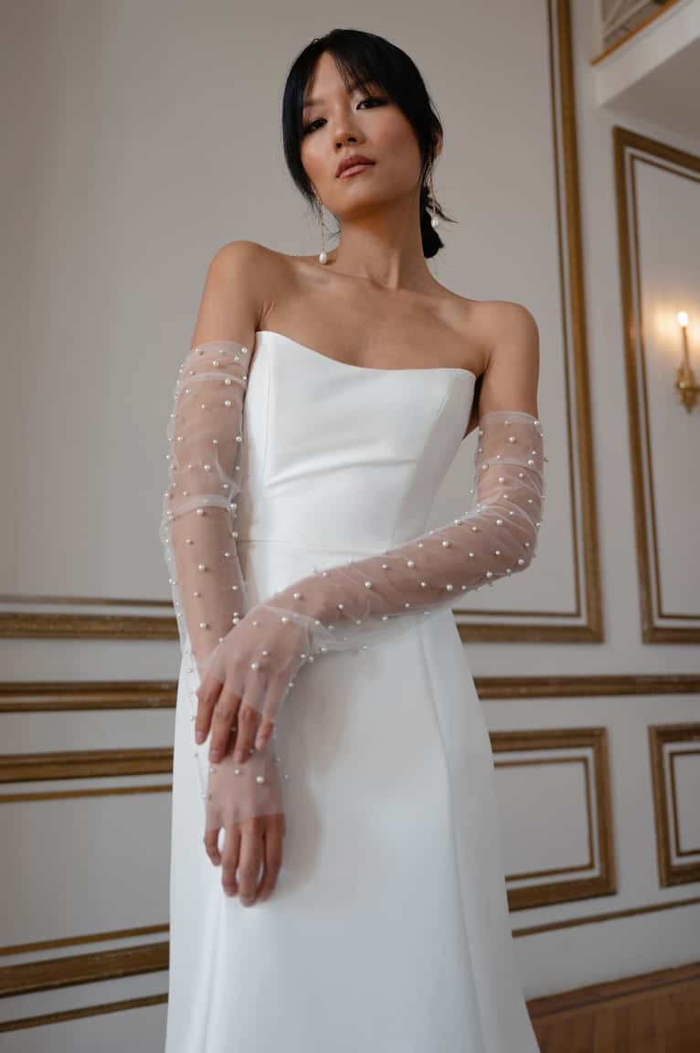Jenny Yoo Allison Fingerless Pearl Gloves photo 2