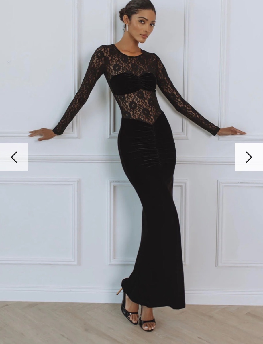 Chic Le Frique Black lace Maxi Dress