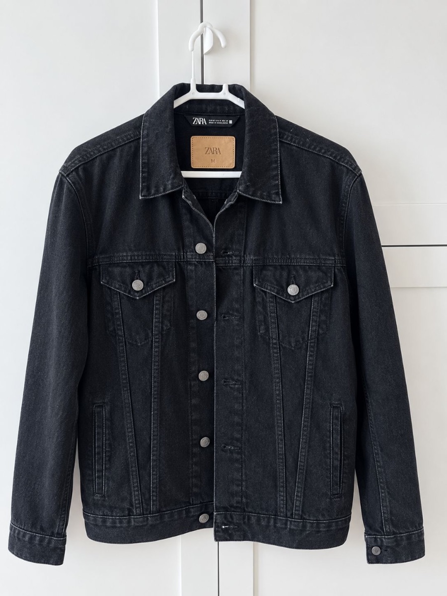 Zara Men’s Black Denim Jacket – Size M