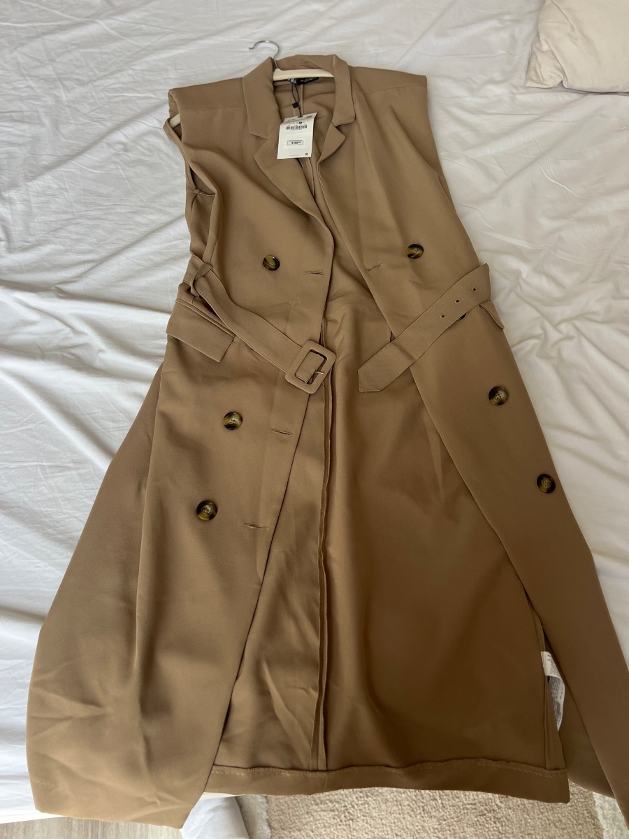 Zara Camel Sleeveless Trench Dress – New With Tags photo 3