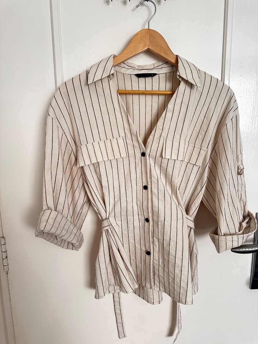 Zara Striped V-neck lapel shirt photo 2