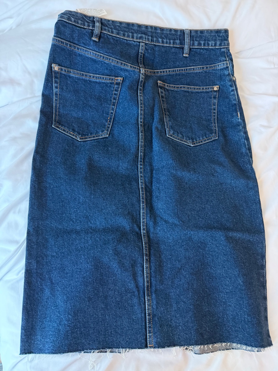 Zara denim midi skirt with middle slit photo 2