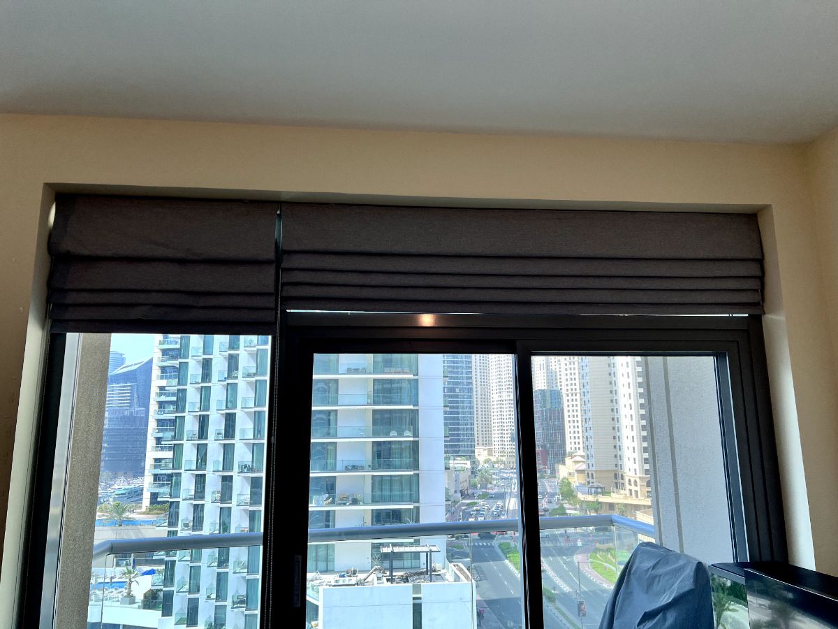 Grey Fabric Roman Blind Curtain - balcony Doors Panel - 2 curtains photo 2